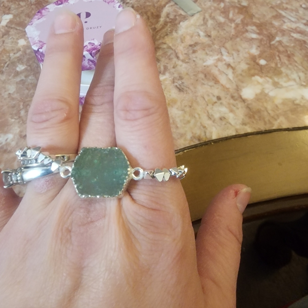 Call Me a Classic Genuine Arctic Green druzy Silver Plating Adjustable FP $40